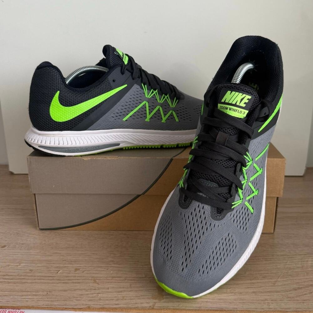 Nike Zoom Winflo 3 Sneaker Grey/Green Men Running Sneakers - SZ 11.5 - Picture 11 of 11